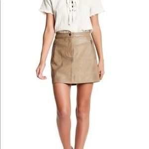 J.O.A. Faux Leather Skirt - Khaki